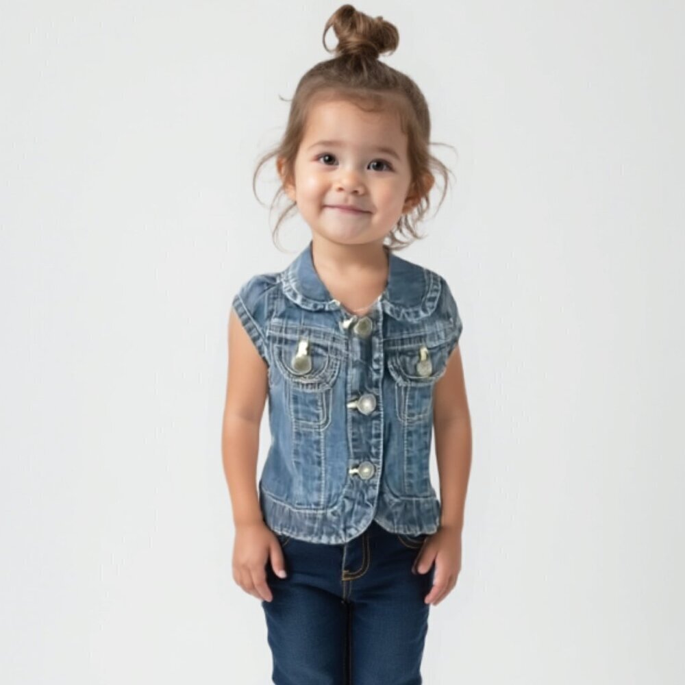 Old Navy Toddler Girls Denim Vest - 3-6 Month Medium Wash ❤️